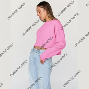 เสื้อสเวตเตอร์คอตตอนแขนยาวของผู้หญิงเสื้อลำลองแบบสวมหัวแขนยาวคอกลมผ้าฝ้ายนุ่มทันสมัยเสื้อผ้าฤดูใบไม้ร่วงทรงหลวม - Product Image 1