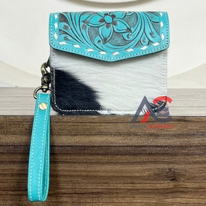 กระเป๋าใส่เหรียญหนังแท้ลายดอกไม้ปี 2025 แบบสั่งทำพิเศษพร้อมสายคล้องมือ หนังวัวแท้ขนด้านใน กระเป๋าเงินใบเล็ก - Product Image 1