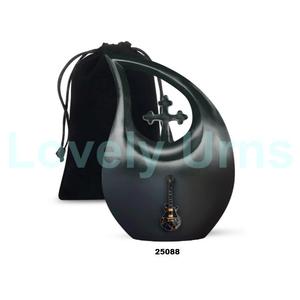 Wholesale Black Aluminium Guitar Tear Drop Cremation Urn for Adult Ashes Decorative Cross Funeral Urn With Free <b>Velvet</b> <b>Bag</b> - Product Image 5