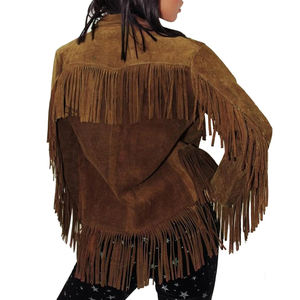 Veste d'hiver en daim de vache de haute qualité pour femmes coton rempli de bouton en cuir respirant caractéristique décorée rayures colorant traité - Product Image 4