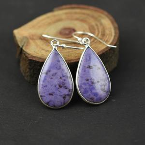 925 sello mejor calidad pendientes colgantes regalo de boda 925 plata esterlina sólida Charoite Spinner pendientes de alta calidad joyería - Product Image 4