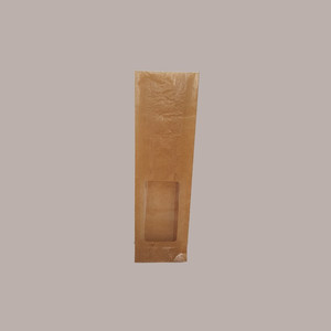 50 Uds. Bolsas de papel Kraft marrón polietileno a prueba de grasa personalizado con ventana biodegradable 10 + 6H30cm para pasteles uso en supermercados de azúcar - Product Image 2