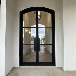 Puerta de Entrada Exterior Residencial Moderna Personalizada, Resistente al Viento, Puerta de Hierro Forjado Francés Contemporáneo - Product Image 1
