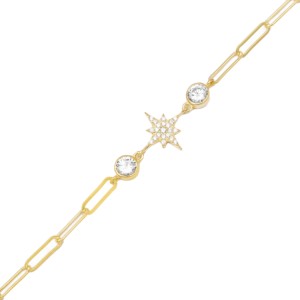 North Star <b>Charm</b> Bracelet Shiny Zircon Stone Design Turkish Handmade Wholesale 925 Sterling Silver Jewelry - Product Image 4