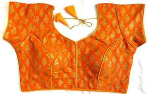 Blusa de seda banarasi, blusa con diseño abierto en la parte delantera, sin gancho en esta blusa, blusa con cuello redondo - Product Image 6