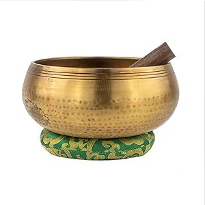 Cuenco para cantar de meditación de latón pulido chapado en oro pequeño con tema Budista para decoración del hogar, juego de regalo - Product Image 5