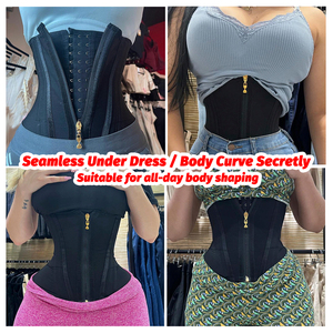 Simple Design Waist Cut Bra Solid Black Underbust Corslet Plus Size Slimming Latex Corset Custom logo kids - Product Image 2
