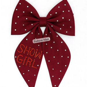 Custom Glitter Rhinestone <b>Bow</b> Clip SHOW GIRL Handmade Beaded <b>Hair</b> Accessory <b>for</b> Performance Wear - Product Image 1