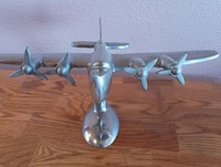 Maquette d'avion hydroplane vintage en aluminium moulé lourd, style Art Déco, artisanat métallique, décoration de table, objet de collection