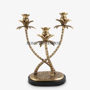 Bougeoir de table en métal doré poli de qualité supérieure Décoration de table Bougeoirs classiques faits à la main de style indien - Product Image 5