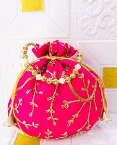 กระเป๋า potli สำหรับสุภาพสตรีปักลายแบบพรีเมี่ยม, กระเป๋า potli สำหรับผู้หญิงกระเป๋าใส่ของขวัญคืนกระเป๋า potli แบบดั้งเดิม - Product Image 5