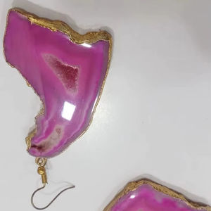 ต่างหูห้อยประดับด้วยหินดรูซี่ธรรมชาติทำมือ ชุบทองไมครอน สำหรับผู้หญิง สไตล์โบฮีเมียน เครื่องประดับคริสตัล - Product Image 6