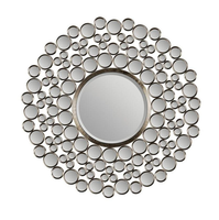 Miroir mural en métal avec cadre en forme de feuille, finition antique en cuivre, pour la décoration de la maison, du salon, de l'hôtel, du couloir, à suspendre au mur