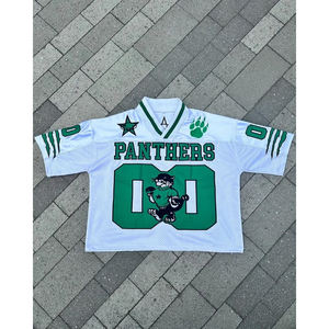 Streetwear d'été pour hommes personnalisé Vintage sérigraphie Boxy recadrée tricoté T-Shirt Gym Football Mesh Jersey pour le football Nouveau - Product Image 3