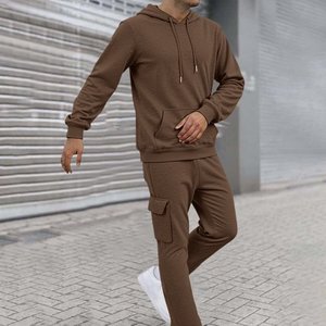 Trajes de sudor Hombres Invierno Cordón Grande y alto Jersey Suéteres y pantalones de chándal Conjunto de manga larga Trajes de chándal de entrenamiento lisos - Product Image 5