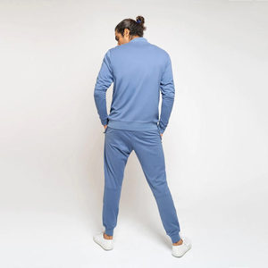 Ensemble de survêtement d'hiver personnalisé pour homme grande taille XL, imprimé logo tendance, en tissu polaire respirant, couleur unie, demi-zip pour le jogging - Product Image 2