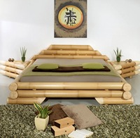 Lit en bois de bambou massif lit naturel queen size prix de gros le moins cher pour meubles de chambre