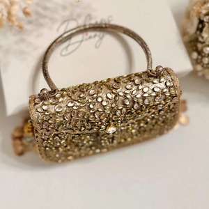 Pochette de soirée pour femme en laiton, mosaïque de verre, strass et cristaux, style Feng Shui, faite à la main, design personnalisé et sac sur mesure - Product Image 3