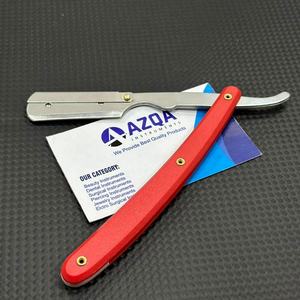 Navaja de Afeitar Clásica Roja de Hoja Recta, Plegable, de Acero Inoxidable, Herramienta de Afeitado para Barberos y Uso Doméstico - Product Image 1