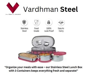 Коробка Tiffin из нержавеющей стали 2 + 1, наш Ланч-бокс из нержавеющей стали с 3 контейнерами обеспечивает свежесть, портативность и стиль - Product Image 2