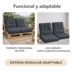 Ensemble de 4 coussins de palettes d'extérieur durables en tissu résistant à l'eau toutes saisons 120x80 + 120x50 cm pour canapé de jardin, épaisseur 12 cm, lavable en machine - Product Image 6