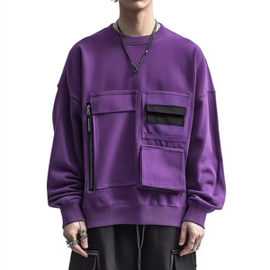 เสื้อฮู้ดดี้คาร์โก้ทรงโอเวอร์ไซส์ แขนยาว ผ้าฝ้าย 100% เป็นมิตรกับสิ่งแวดล้อม  แบบมีกระเป๋าหลายช่อง  ไหล่ตก  รับผลิตตามสั่งพร้อมสกรีนโลโก้สำหรับผู้ชาย ขายส่ง - Product Image 4