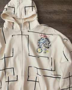 Venta caliente Impresión en relieve Hombro caído Cremallera de gran tamaño Invierno High Street Style Sólido Forrado Peso pesado Algodón Lavado Hombres - Product Image 3