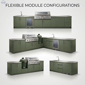 Struttura Cucina da Esterno <span class=keywords><strong>in</strong></span> <span class=keywords><strong>Acciaio</strong></span> Inossidabile Resistente alle Intemperie con Lavello e Frigorifero per Griglie BBQ Design Nero - Product Image 6