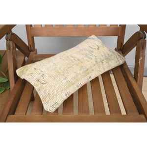 Almohada de retazos Kantha de lana Beige de 8x16 pulgadas, almohada bordada Vintage rústica tejida portátil para decoración de Navidad de coche - Product Image 5