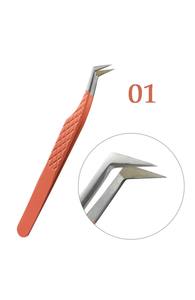 Pinzas profesionales para pestañas de acero inoxidable, 1 Uds., empuñadura de punta de fibra para maquillaje de volumen, herramientas de extensión de pestañas - Product Image 5