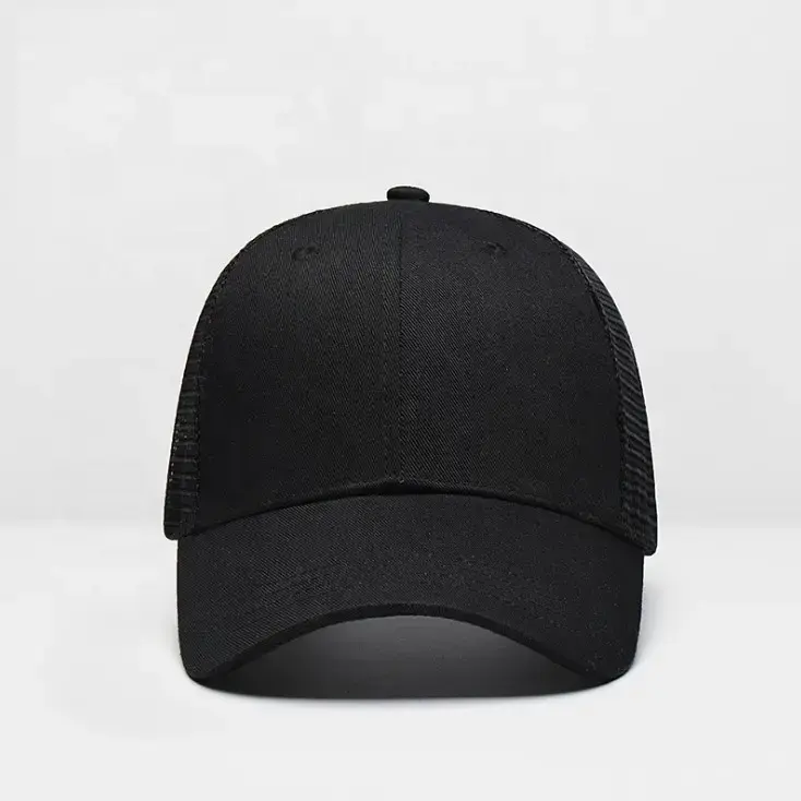 Bordir logo 6 panel topi bisbol katun hitam/desain kustom topi ayah golf perjalanan luar ruangan musim panas Anda sendiri