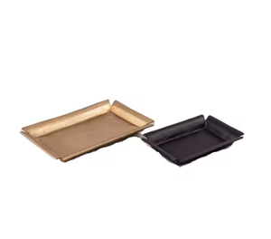 Juego de bandejas modernas con acabado dorado y negro mate, bandeja de servicio de Metal perfecta para mesa de comedor, fiestas, almacenamiento, decoración del hogar - Product Image 1