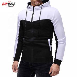 Sudaderas con cremallera ajustadas de alta calidad para hombre, la mejor calidad, nuevo diseño, ropa de calle, Color blanco y negro con estampado en relieve - Product Image 3