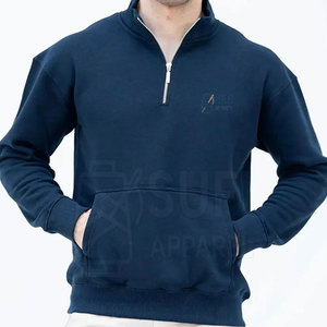 <b>Men</b> Quarter Zip 100% Cotton Solid Winter Sweatshirt Casual Pullover <b>Long</b> <b>Sleeve</b> Athletic Sportswear <b>Top</b> for <b>Gym</b> and Outdoor - Product Image 2