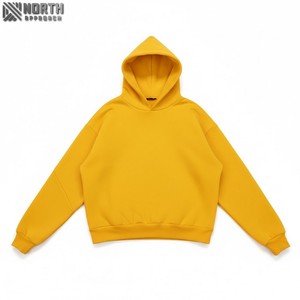 Luxury 100% Cotton Fleece Plain Hoodies High Quality <b>Crewneck</b> Blank Logo Custom Embossed Hoodie Men 450 gsm hoodie - Product Image 1