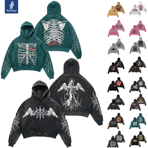 เสื้อฮู้ดดี้ผ้าคอตตอน 100% คุณภาพสูง 350gsm แบบสั่งทำพิเศษ ทรงโอเวอร์ไซส์ ไหล่ตก ไม่มีเชือก ซักแล้วทำให้ดูเก่า - Product Image 2