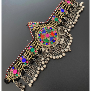 ชุดเครื่องประดับสไตล์โบฮีเมียนอัฟกัน พรีเมียม ทำจากสแตนเลสเคลือบเงินโบราณ พร้อมกระดิ่งห้อย สำหรับงานปาร์ตี้และพิธีกรรมทางศาสนาอิสลาม - Product Image 5