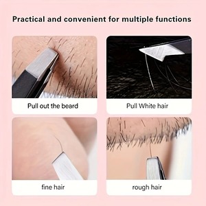 Pince à épiler professionnelle pour femmes, 4 pièces, pointe inclinée, pointe plate, pointe incurvée, pour les sourcils, les poils incarnés, l'élimination des débris, style personnalisable - Product Image 6