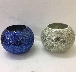 Topcraft Custom Luxury Home Decoration Handmade Metal Mosaic <b>Tea</b> <b>Light</b> <b>Candle</b> Holder Pillar Shape Glass Jar for Gifts - Product Image 2