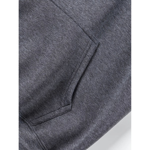 Sudadera con Capucha para Hombre, Corte Regular, Felpa, Color Sólido, Informal, con Bolsillo Delantero, Gris, de Algodón Tejido, para Otoño - Product Image 4