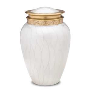 Urna Funeraria Blanca Perla de Tamaño Completo, Urna de Cremación Blanca Perla, Urna Blanca Dorada para Cenizas Humanas, Urna Funeraria y Conmemorativa para Adultos - Product Image 1