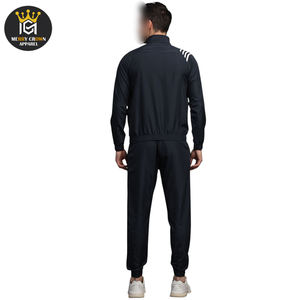 Couleur noire bonne qualité fermeture éclair complète bonne qualité conception Unique hommes portent tissu Polyester formation vêtements de Fitness survêtements - Product Image 3