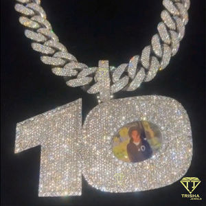 Pendentif Chaîne Hip Hop Bling en Argent Sterling 925 Plaqué Or Blanc Fin avec Moissanite Micro-Pavée, Breloques Bijoux Cadeau - Product Image 3