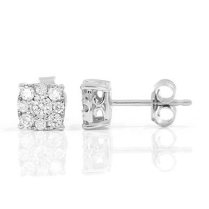 Round Diamond <b>Halo</b> Stud <b>Earrings</b> - Product Image 1
