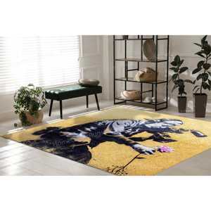 Tapis en laine imprimé - Design graffiti de caméraman Banksy, texture chenille, dos en latex écologique, patchwork traditionnel - Product Image 2