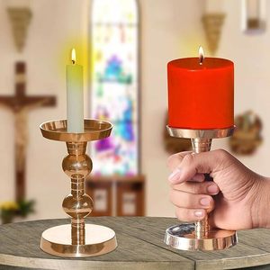 Portavelas de fundición pesada dorada, portavelas de lujo chapado en oro de alta calidad, candelabro de moda hecho a mano - Product Image 1
