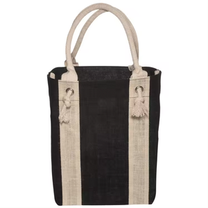 100% sacs fourre-tout à vin en toile de jute naturelle avec poignée en bois petit emballage Textiles et produits en cuir de haute qualité - Product Image 4