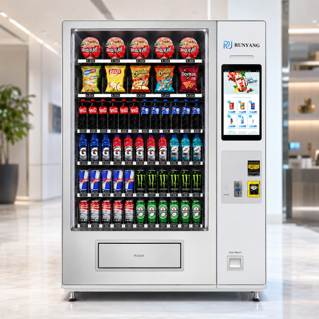 RUNYANG Custom Screen Smart Ai Drink and Snack Outdoor Combo Food Vending Machine for Sale Europe with Camera and Payment System