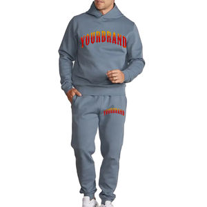Vente en gros personnalisé 500 GSM 100% coton baggy polaire jogging ensemble survêtement pour hommes sweats à capuche surdimensionnés col à capuche survêtement - Product Image 4