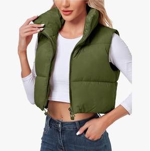 Women's Casual Winter Vest Solid Color Stand Collar Zipper Thickened Canvas Knit Breathable Waterproof <b>Short</b> <b>Jacket</b> Factory - Product Image 4